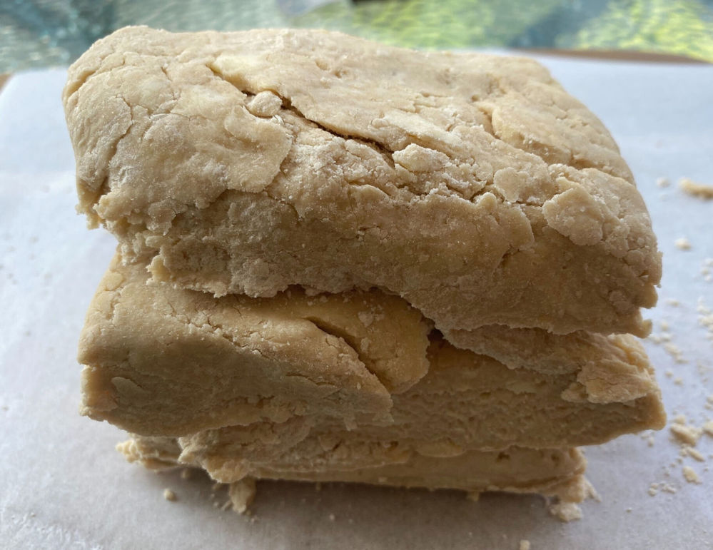 Biscuit dough stacked